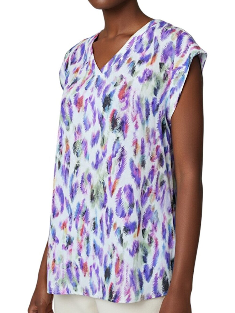CAbi Plume Feather Blouse #5027 Purple Pink Blue Women's Size S
